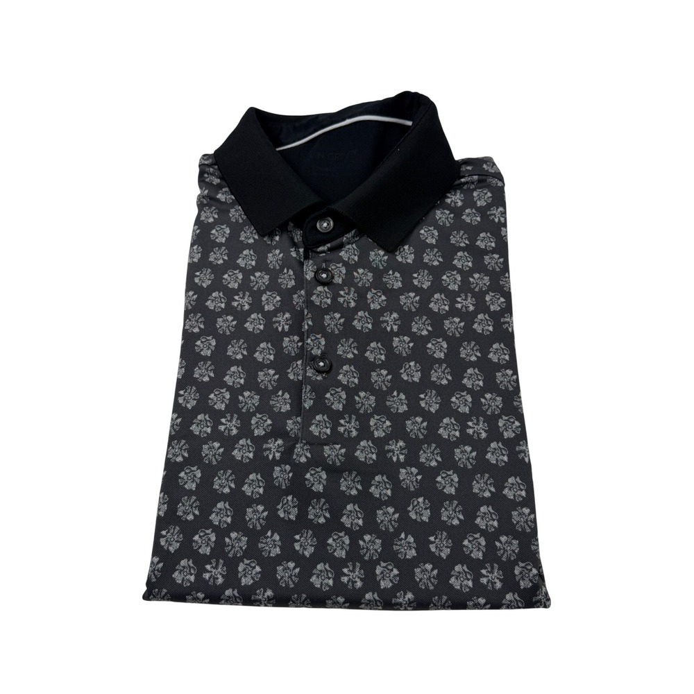 Galvin Green Mens Medium Golf Performance Polo Shirt Black Grey Geometric Print